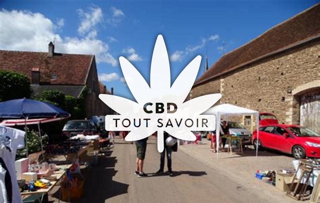 Village à Montberthault avec feuille Cannabis CBD