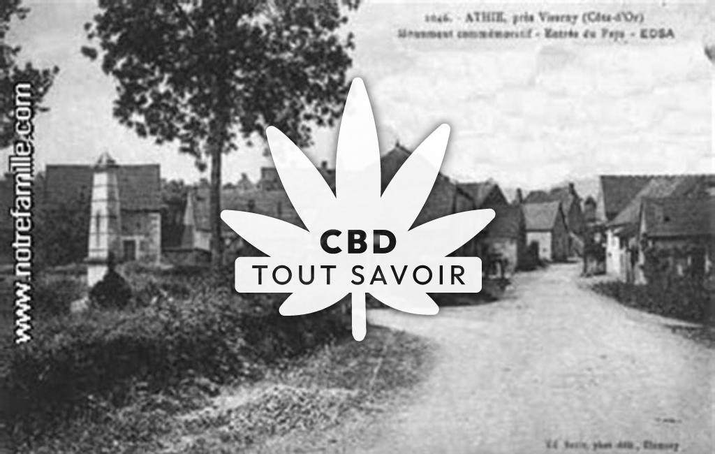 Village à Athie avec feuille Cannabis CBD