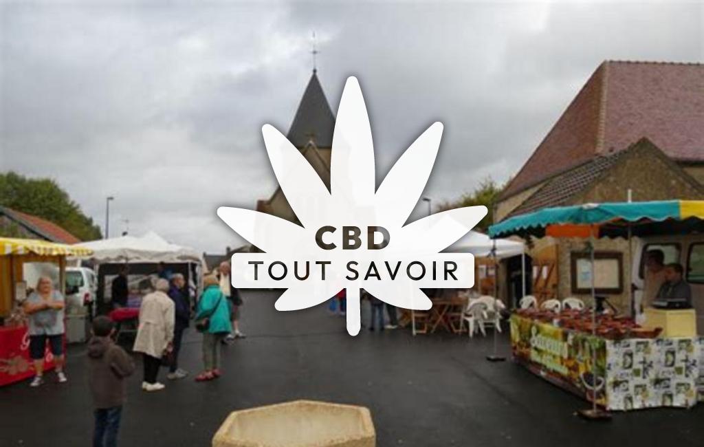 Village à Saint-Andeux avec feuille Cannabis CBD