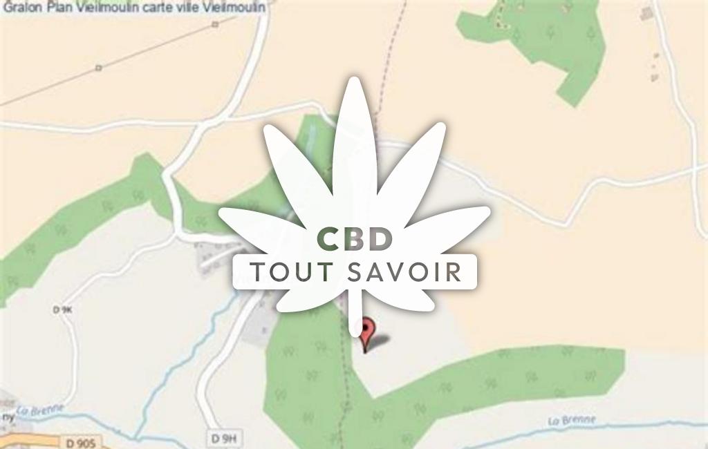 Village à Vieilmoulin avec feuille Cannabis CBD
