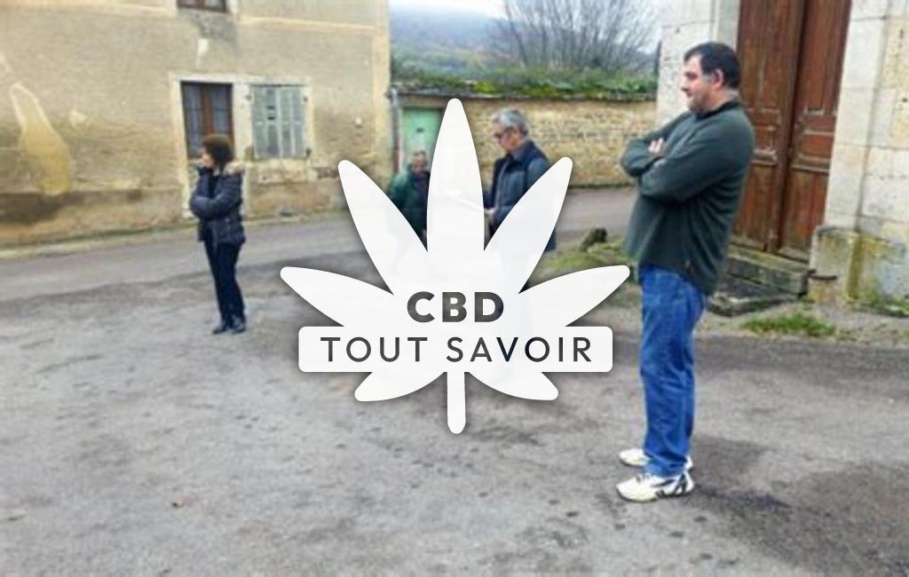 Village à Courlon avec feuille Cannabis CBD