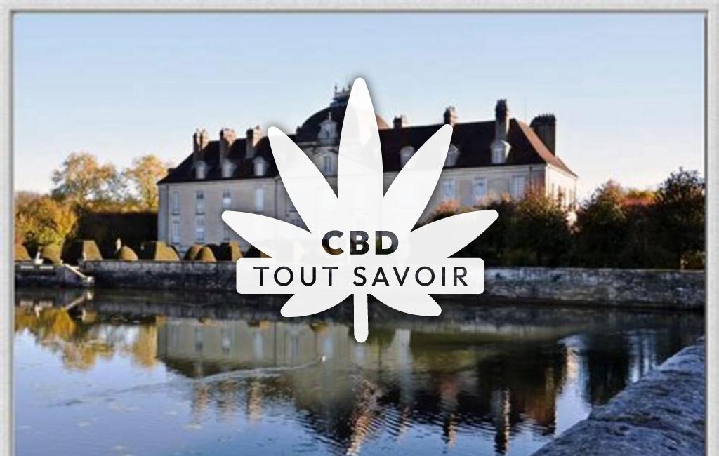 Village à Fontaine-Francaise avec feuille Cannabis CBD