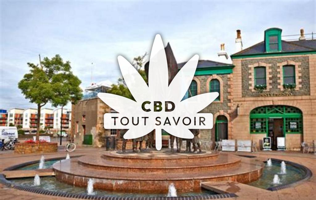 Village à Saint-Helier avec feuille Cannabis CBD