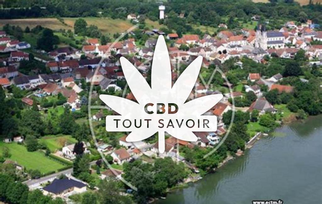 Village à Lamarche-sur-Saone avec feuille Cannabis CBD