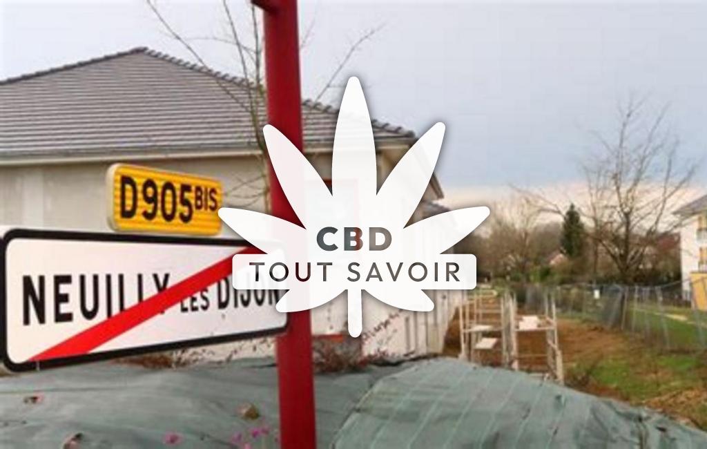 Village à Neuilly-Crimolois avec feuille Cannabis CBD
