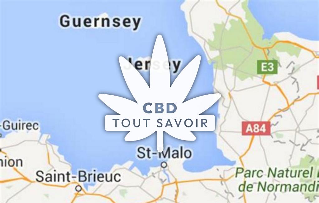 Village à Calorguen avec feuille Cannabis CBD