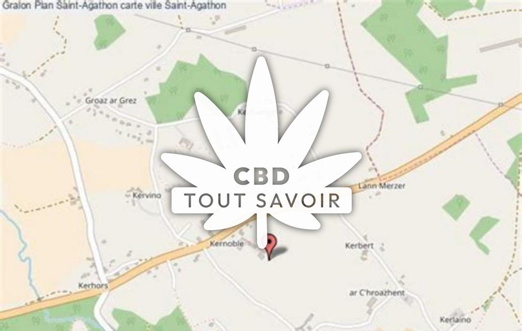 Village à Saint-Agathon avec feuille Cannabis CBD