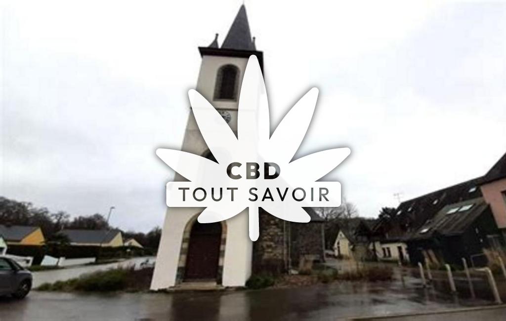 Village à Saint-Etienne-du-Gue-de-l'Isle avec feuille Cannabis CBD
