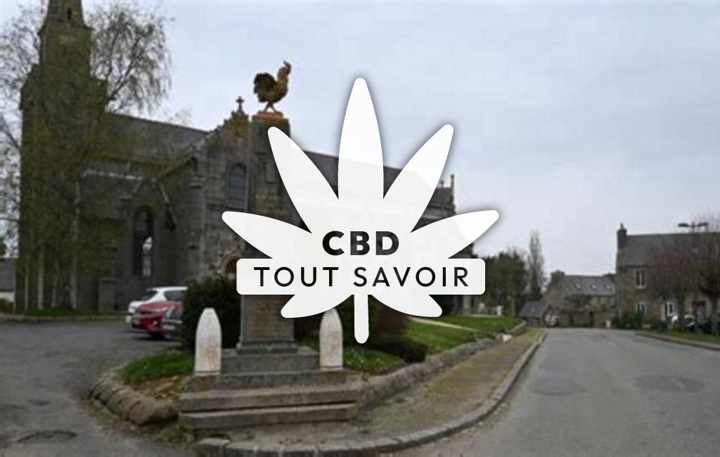 Village à Caouennec-Lanvezeac avec feuille Cannabis CBD