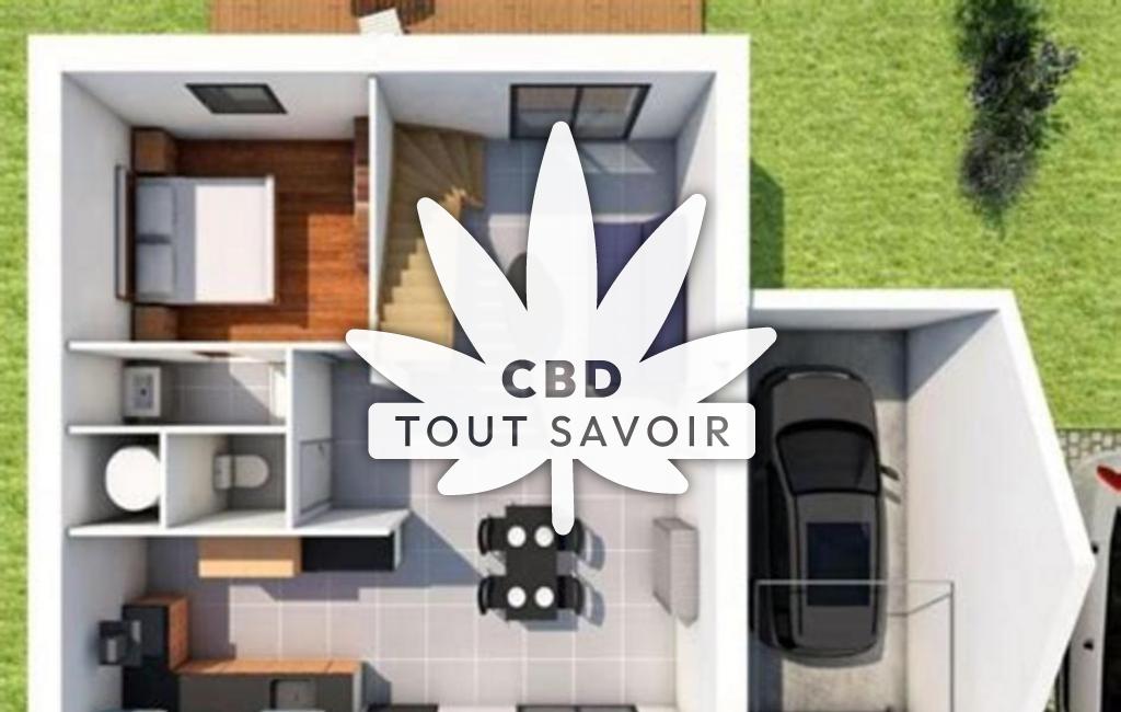 Village à Les-Champs-Geraux avec feuille Cannabis CBD