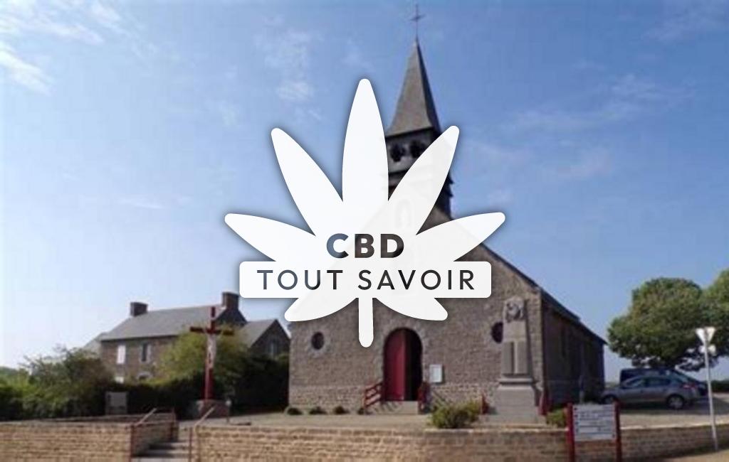 Village à Saint-Judoce avec feuille Cannabis CBD