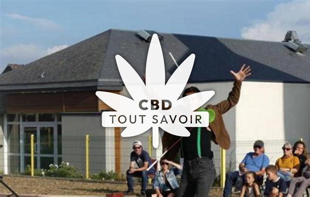 Village à Vilde-Guingalan avec feuille Cannabis CBD