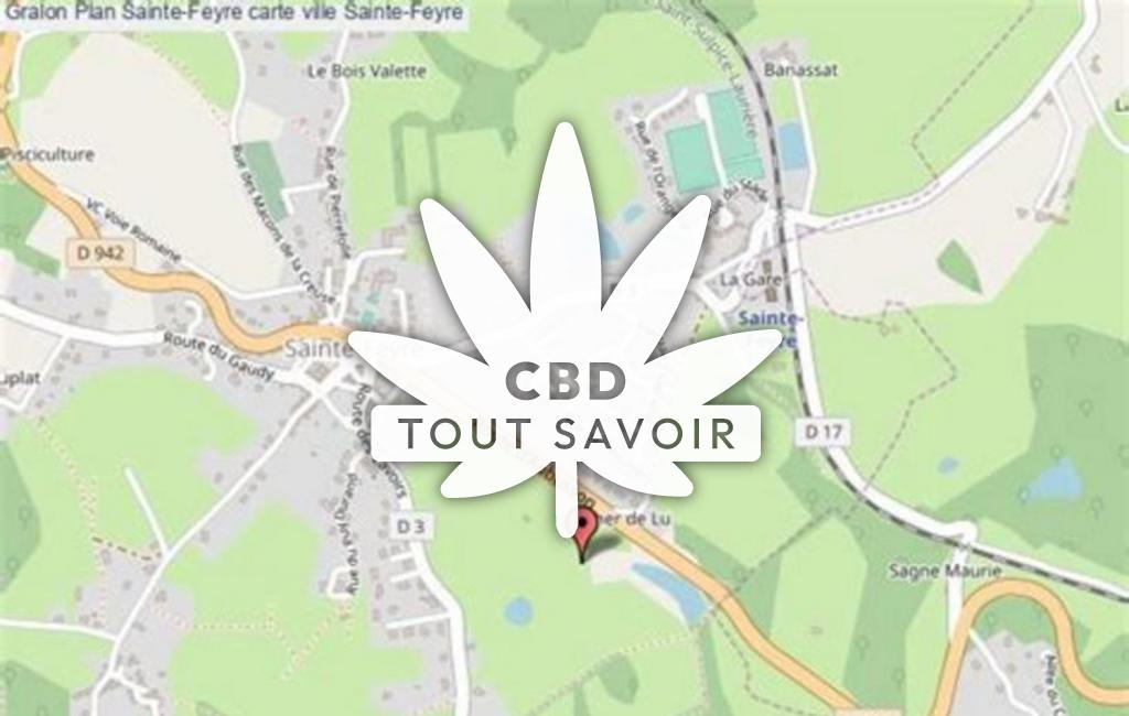 Village à Sainte-Feyre avec feuille Cannabis CBD