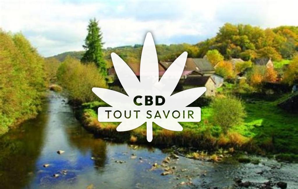 Village à Chambonchard avec feuille Cannabis CBD