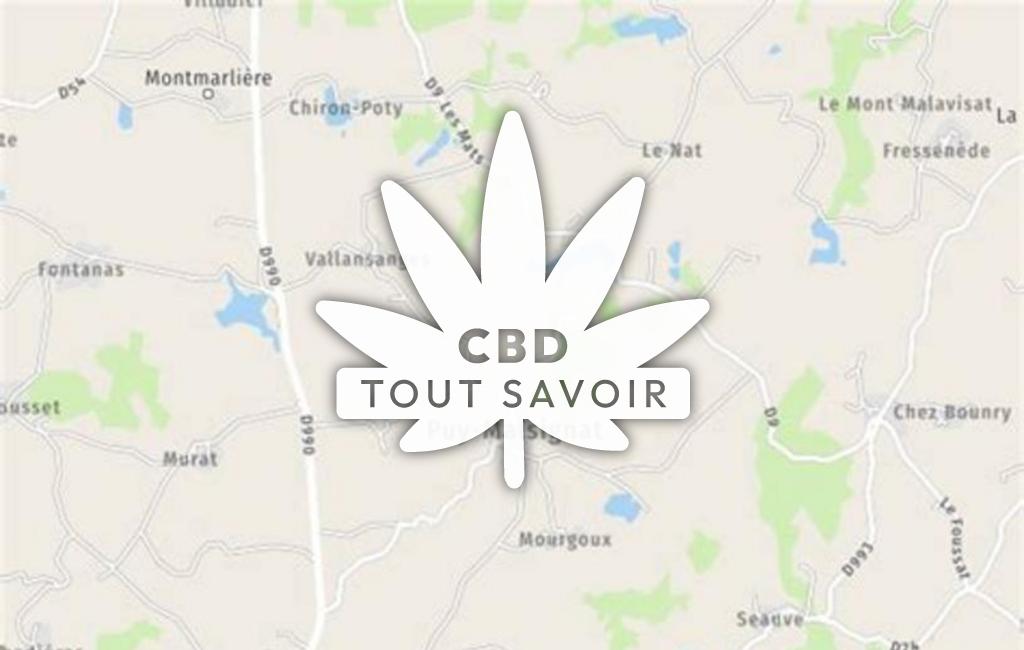 Village à Puy-Malsignat avec feuille Cannabis CBD