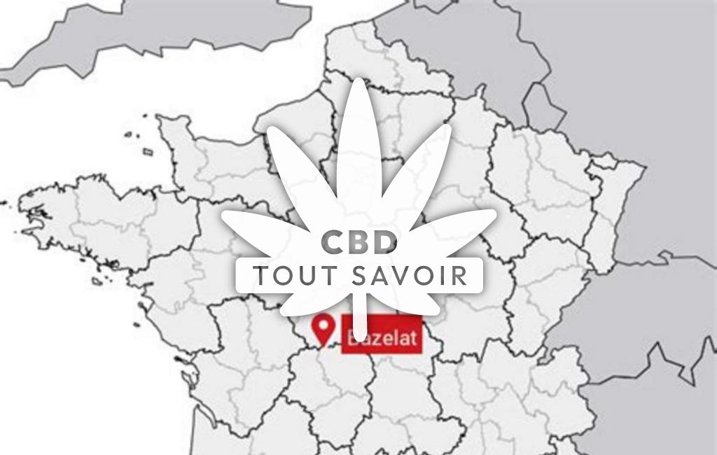 Village à Bazelat avec feuille Cannabis CBD