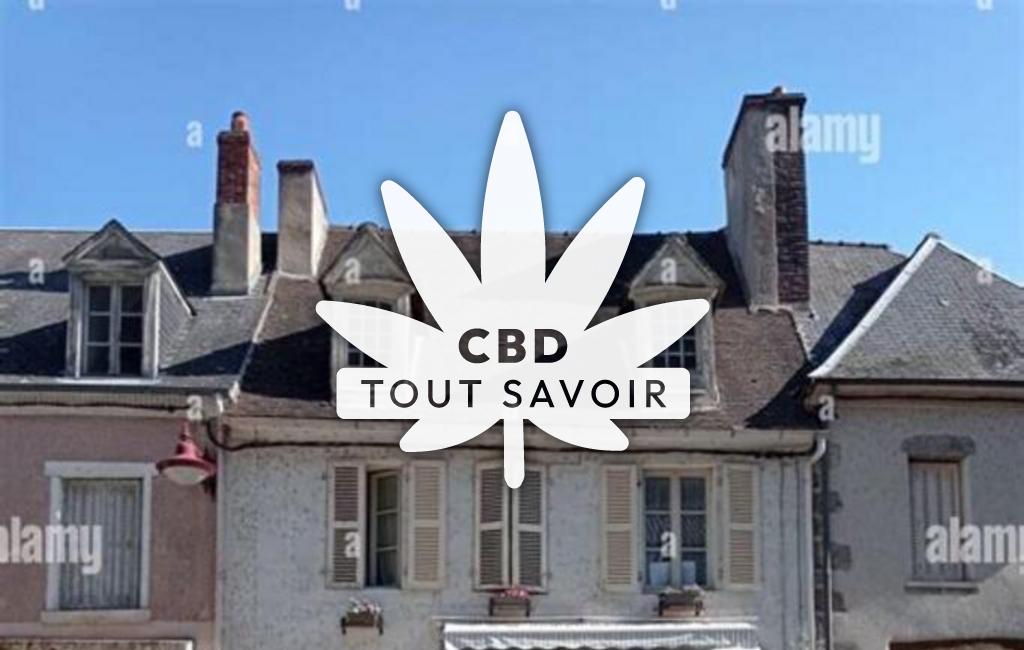 Village à Chambon-sur-Voueize avec feuille Cannabis CBD