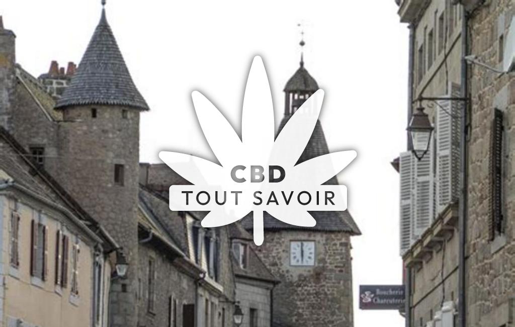 Village à Bellegarde-en-Marche avec feuille Cannabis CBD