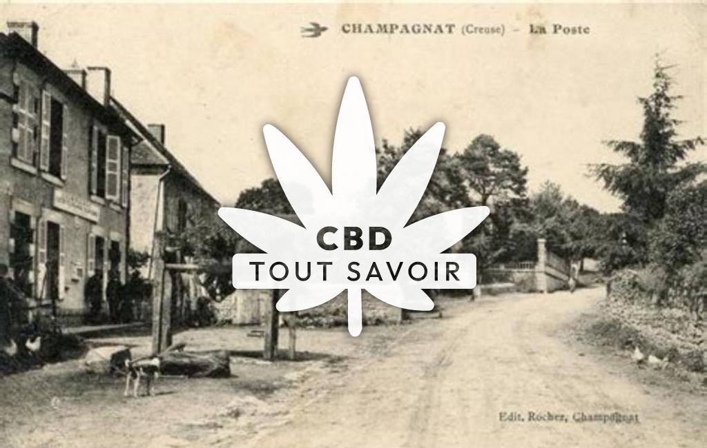 Village à Champagnat avec feuille Cannabis CBD