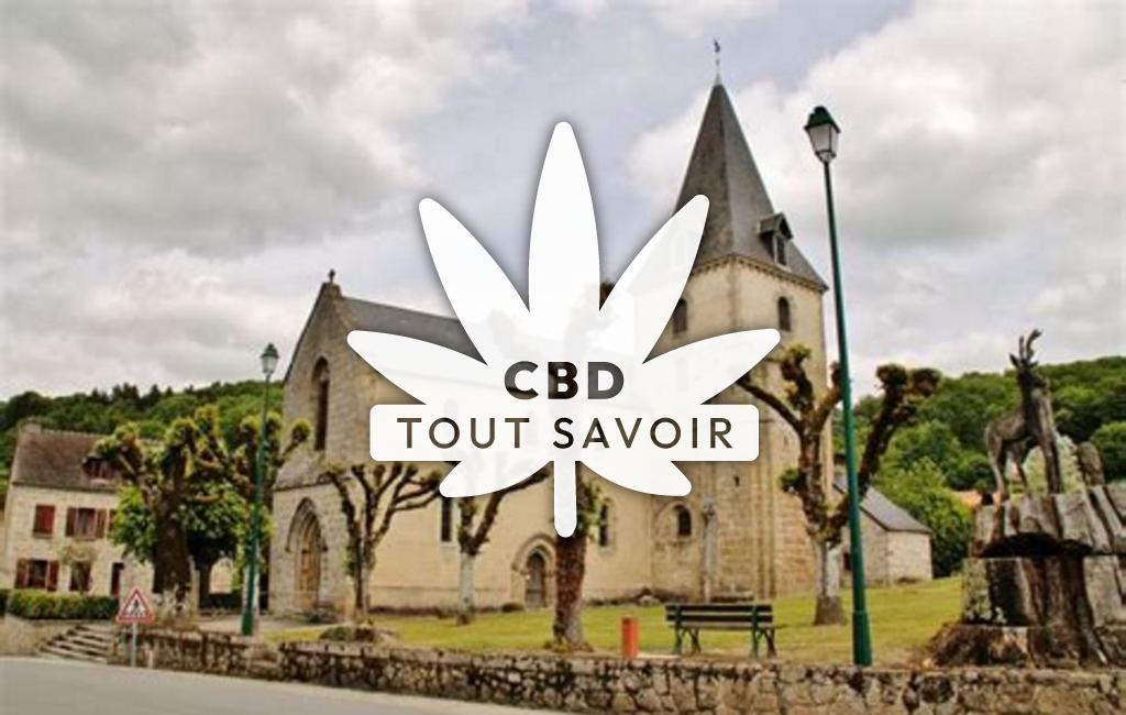 Village à Moutier-Rozeille avec feuille Cannabis CBD