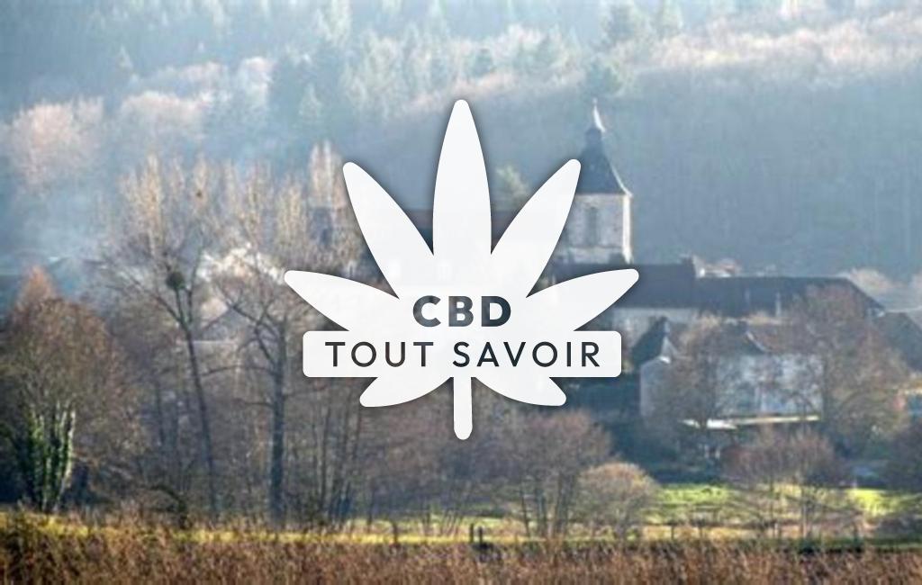Village à Mourioux-Vieilleville avec feuille Cannabis CBD