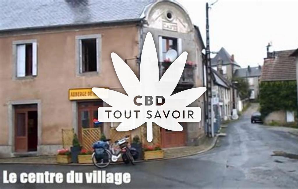 Village à Magnat-l'Etrange avec feuille Cannabis CBD