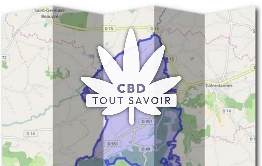Village à Saint-Leger-Bridereix avec feuille Cannabis CBD