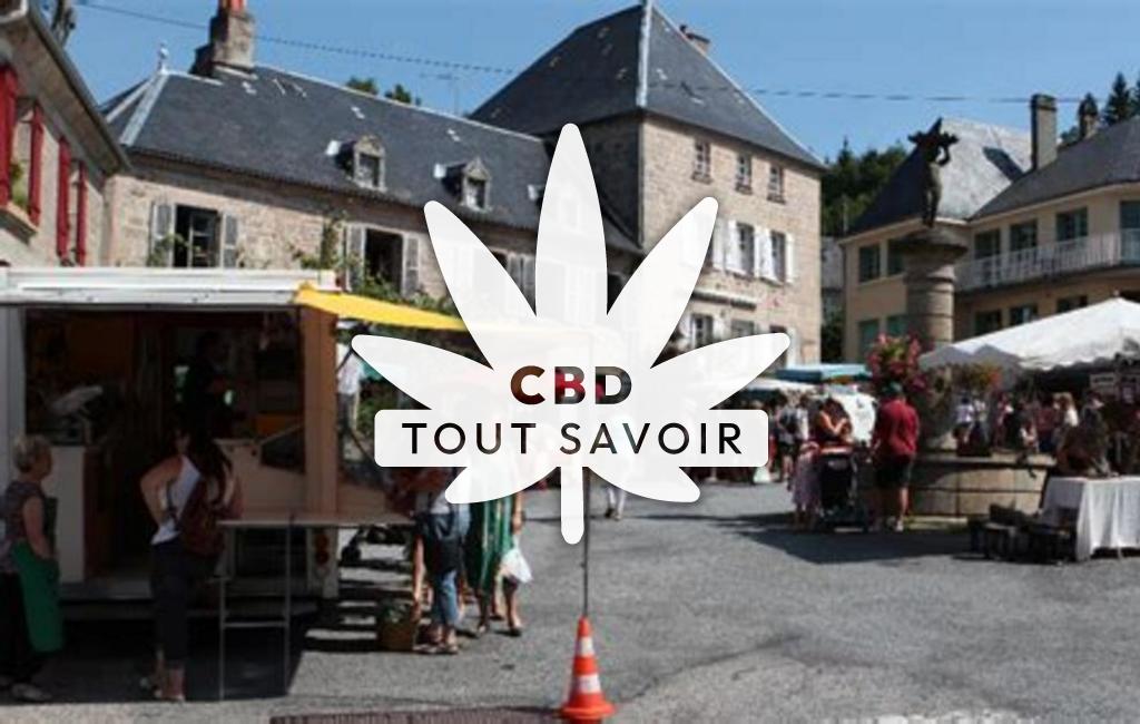 Village à Faux-la-Montagne avec feuille Cannabis CBD