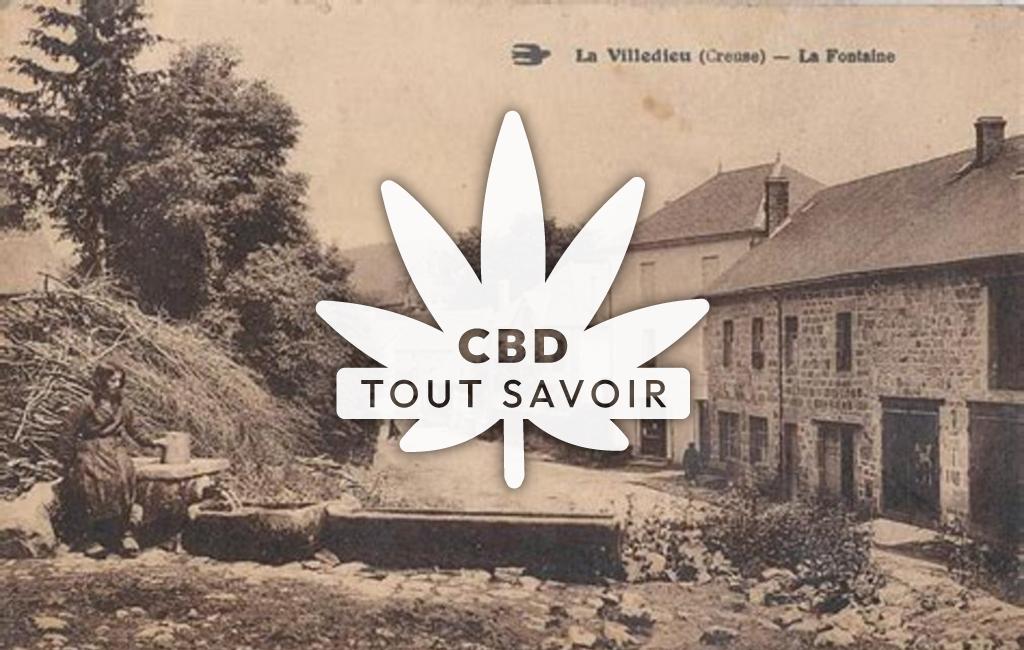 Village à La-Villedieu avec feuille Cannabis CBD