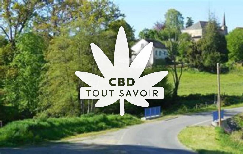 Village à Nouziers avec feuille Cannabis CBD