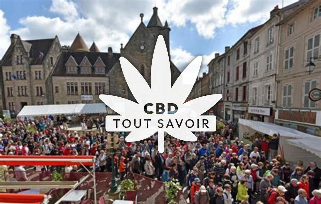 Village à Bourganeuf avec feuille Cannabis CBD
