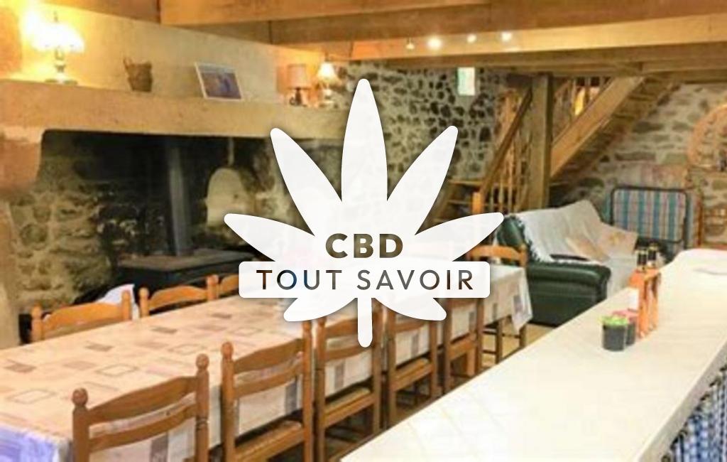 Village à Faux-Mazuras avec feuille Cannabis CBD