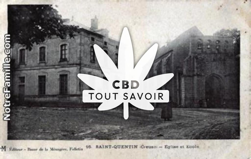 Village à Saint-Quentin-la-Chabanne avec feuille Cannabis CBD