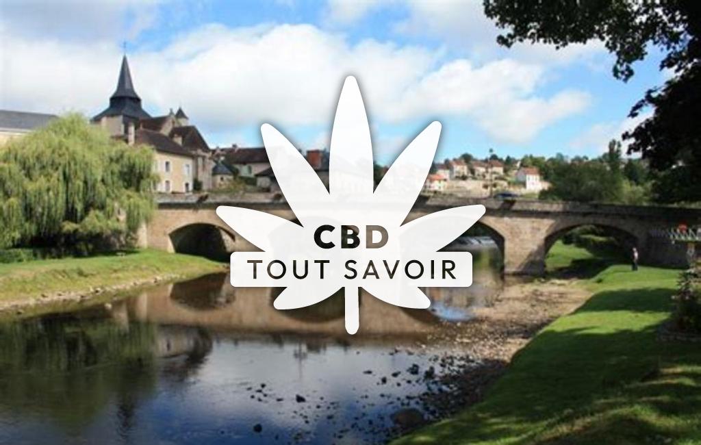 Village à La-Celle-Dunoise avec feuille Cannabis CBD