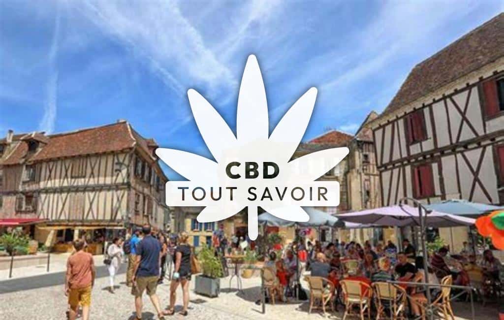Village à Bergerac avec feuille Cannabis CBD
