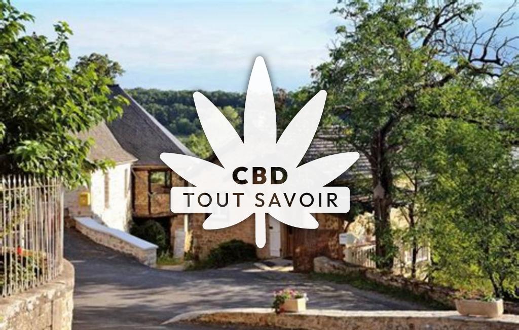 Village à Les-Coteaux-Perigourdins avec feuille Cannabis CBD