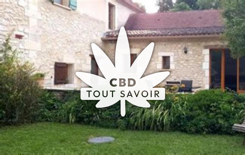 Village à Eyraud-Crempse-Maurens avec feuille Cannabis CBD