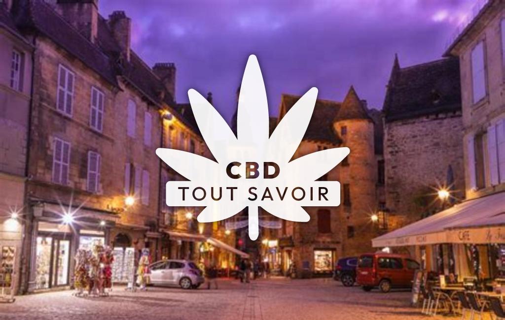Village à Sarlat-la-Caneda avec feuille Cannabis CBD