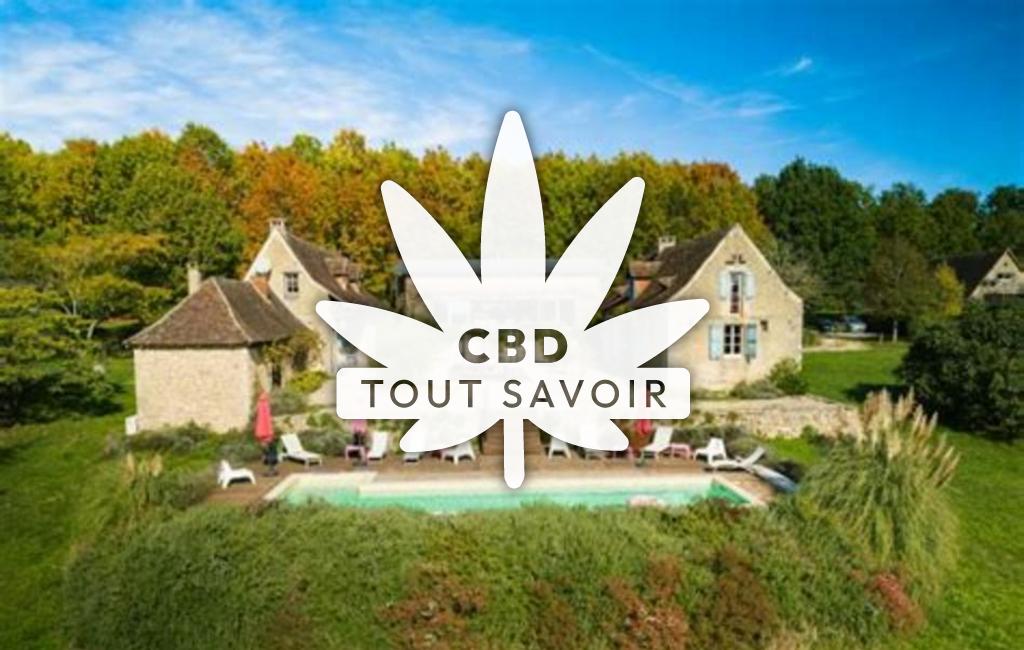 Village à Fossemagne avec feuille Cannabis CBD