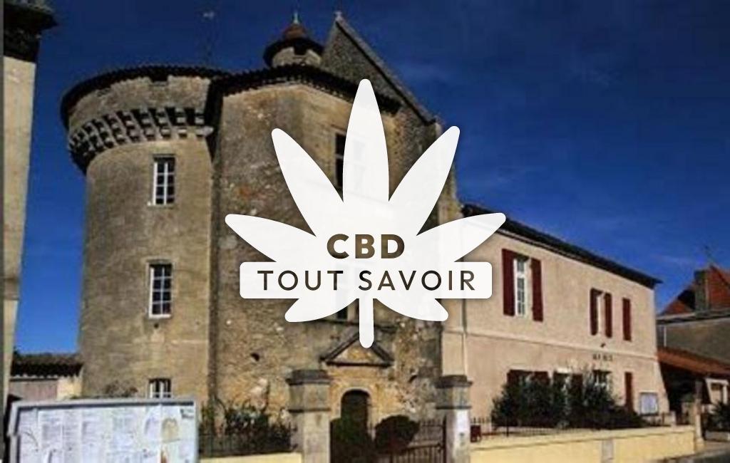 Village à Lamothe-Montravel avec feuille Cannabis CBD