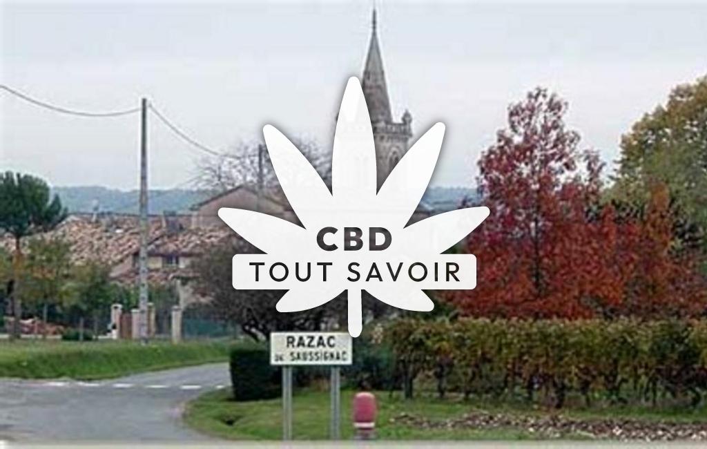 Village à Razac-de-Saussignac avec feuille Cannabis CBD