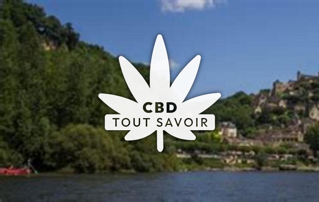 Village à Rouffignac-de-Sigoules avec feuille Cannabis CBD