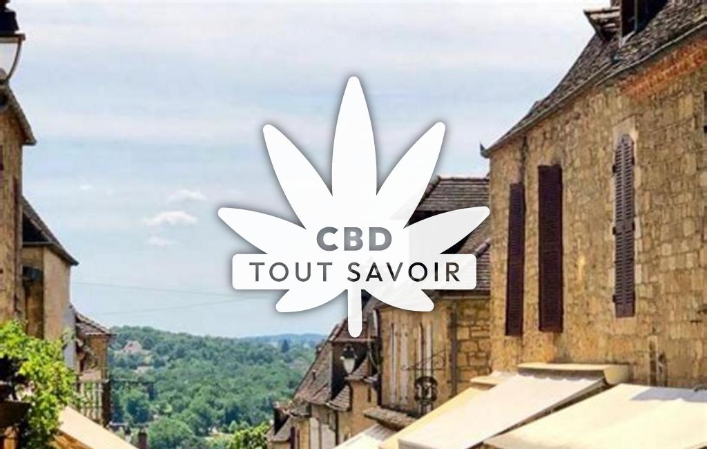 Village à Domme avec feuille Cannabis CBD