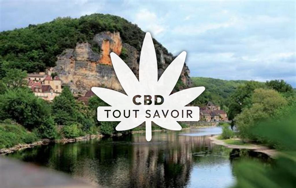 Village à La-Roque-Gageac avec feuille Cannabis CBD