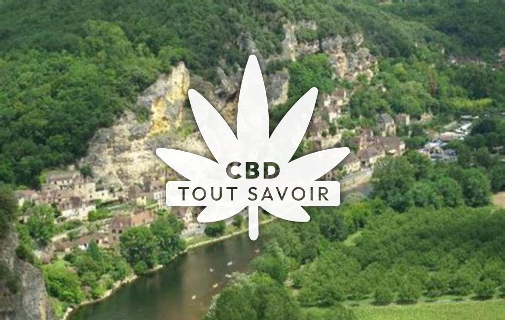 Village à Saint-Cybranet avec feuille Cannabis CBD