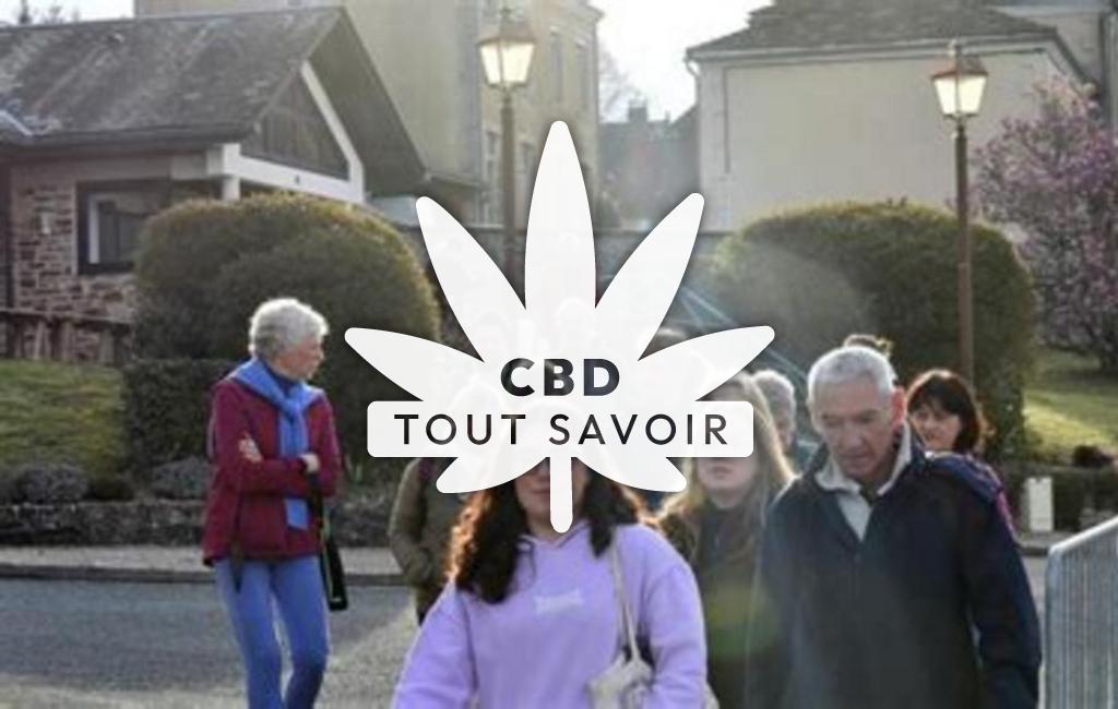 Village à Saint-Cyr-les-Champagnes avec feuille Cannabis CBD