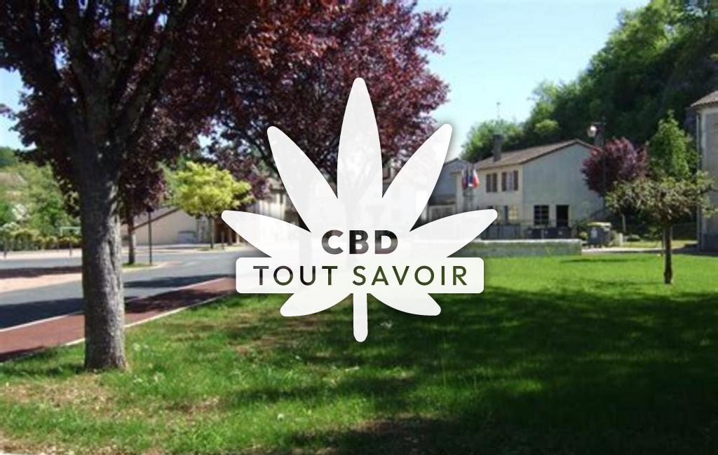 Village à Saint-Martial-de-Valette avec feuille Cannabis CBD