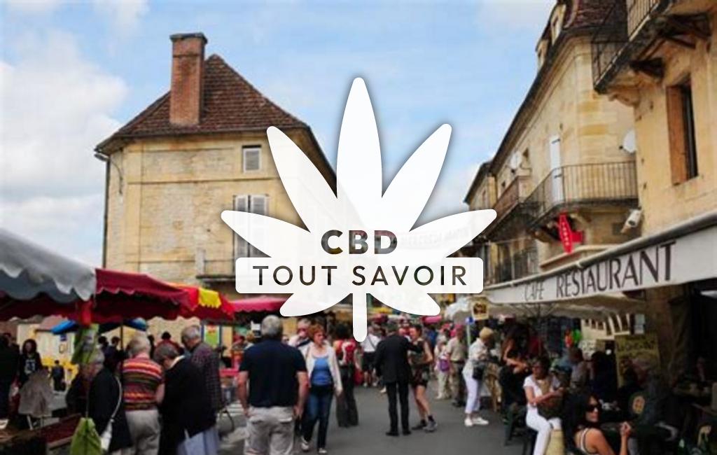 Village à Saint-Just avec feuille Cannabis CBD