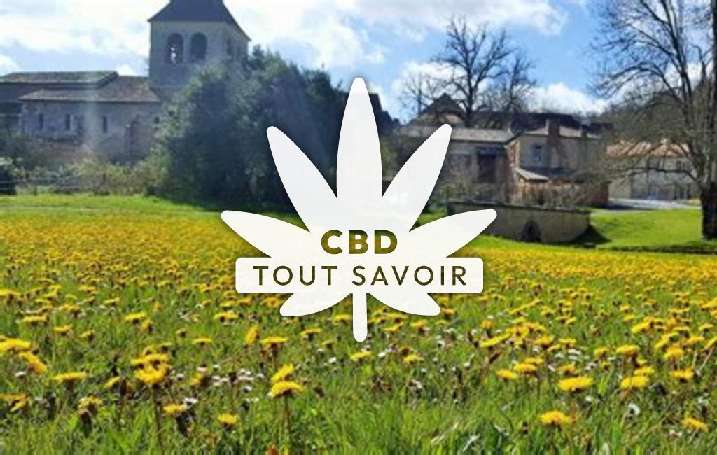 Village à Saint-Geyrac avec feuille Cannabis CBD