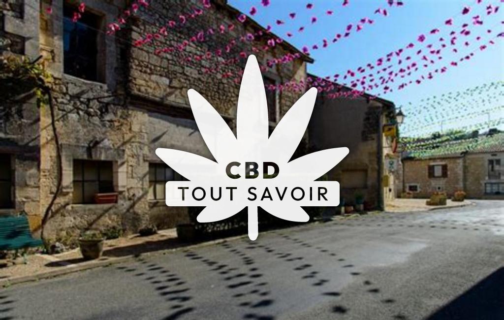 Village à Grand-Brassac avec feuille Cannabis CBD